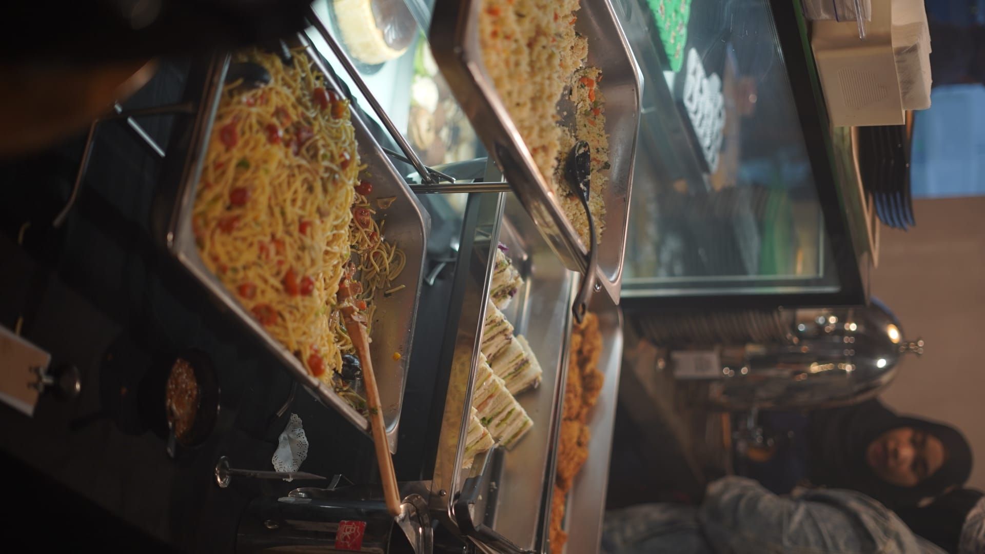 Catering food trays at an event